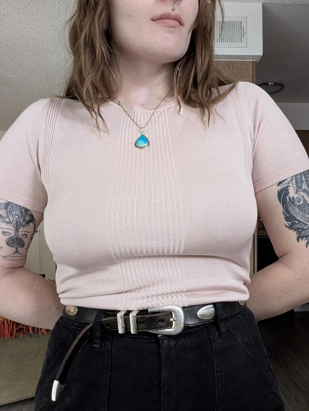 Vintage Silk Blush Pink Top